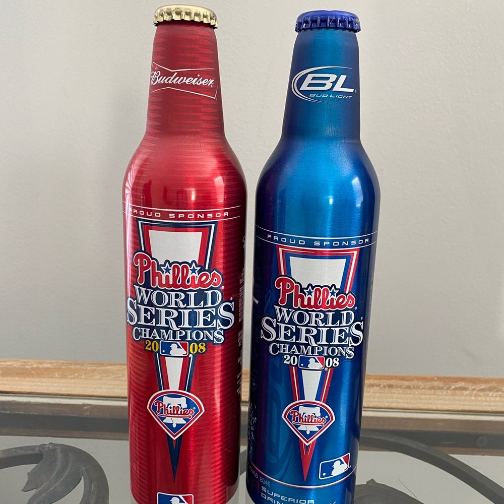 Budweiser Red and Blue Phillies World Series Bottles